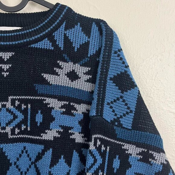 vintage 90s geometric quirky retro indie boxy acrylic knit sweater - Picture 4 of 8